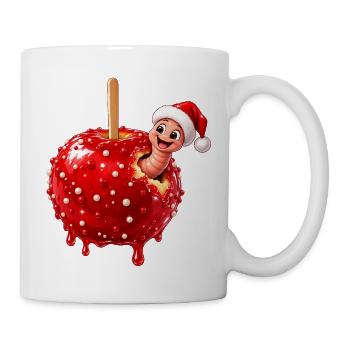 Weihnachtlicher Liebesapfel mit Wurm - Tasse - Weiß - Rechts