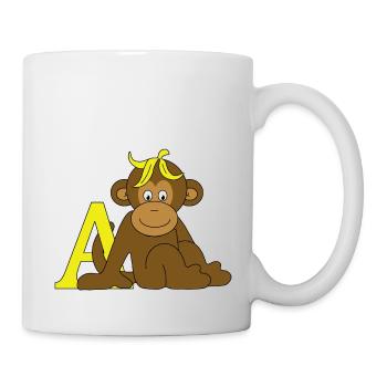 Affe mit A - Tasse - Weiß - Rechts