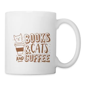 books cats and coffee - Mug - white - Right