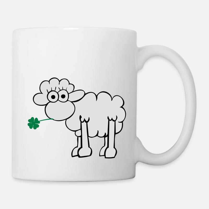 Schaf mit Kleeblatt - Tasse - Weiß