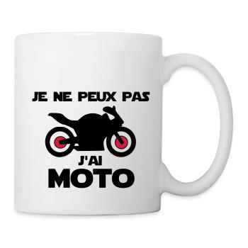 je ne peux pas j'ai moto - Mug blanc - blanc - Droite