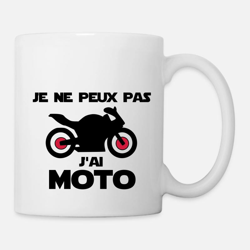 je ne peux pas j'ai moto - Mug blanc - blanc
