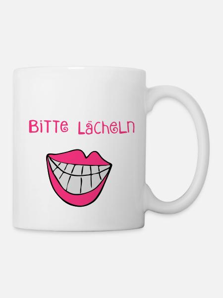 Bitte Lächeln - - Tasse - Weiß