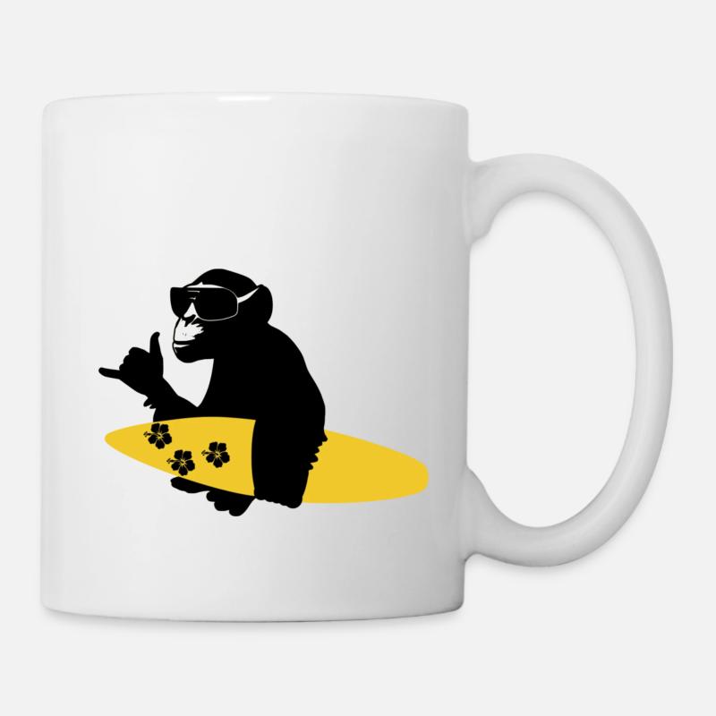 surfing monkey - Tasse - Weiß
