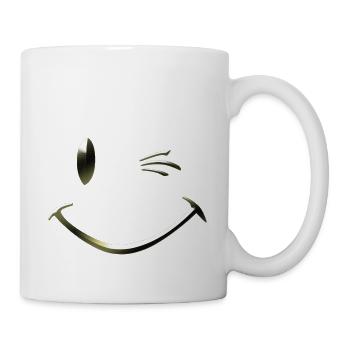Shirt mit Smiley Zwinkern von Custom - Tasse - Weiß - Rechts