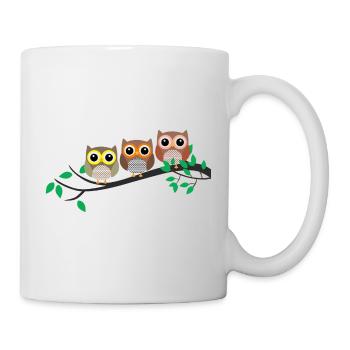 owls owlets owls kautz uhu animal animals - Mug - white - Right