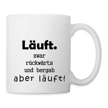 Fonctionne, en arrière et en descente, mais court! - Mug blanc - blanc - Droite