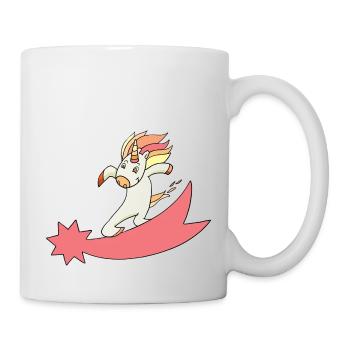 Einhorn Sternschnuppe Surfen - Tasse - Weiß - Rechts