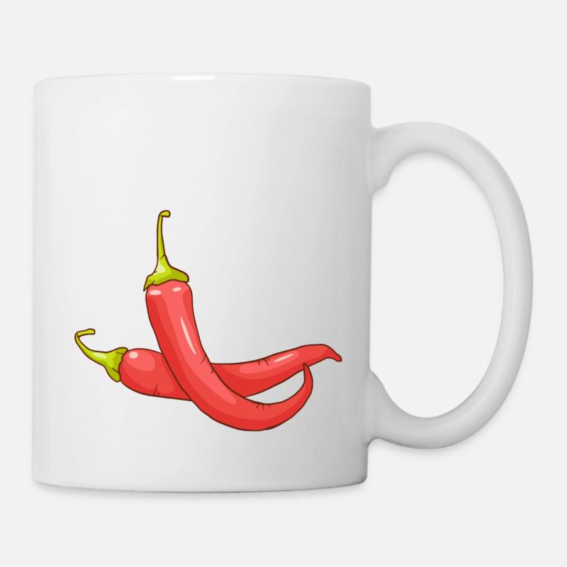 Rote Chili Paprika Peperoni Gemüse - Tasse - Weiß