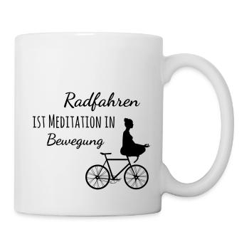 Radfahren ist Meditation in Bewegung - Tasse - Weiß - Rechts