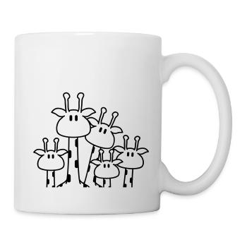 Cute giraffe family 3 children mom dad giraffe - Mug - white - Right