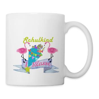 Einschulung Flamingo Schultüte 1 Klasse Schule - Tasse - Weiß - Rechts