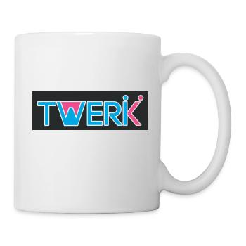TWERK Logo mit W gefüllt mit Rose - Tasse - Weiß - Rechts