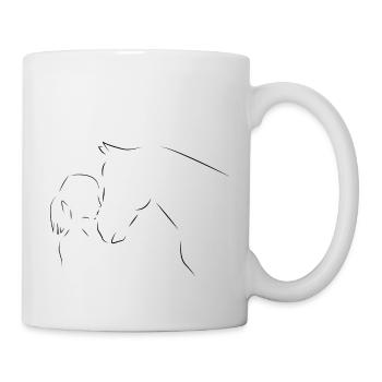 Fille avec cheval dans les lignes - Mug blanc - blanc - Droite