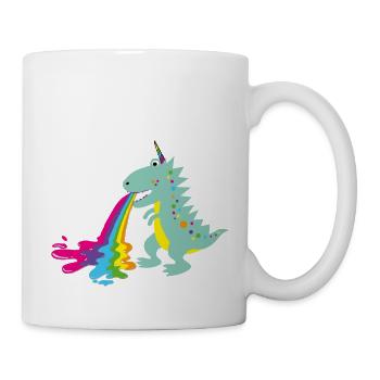 dino, kotzender dinohorn, Dinosaurier, comic - Tasse - Weiß - Rechts