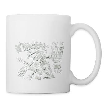 Maya Gott, Mexiko, Krieger, Illustration, Indianer - Tasse - Weiß - Rechts