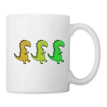 Illustration of three funny, cute dinosaurs - Mug - white - Right