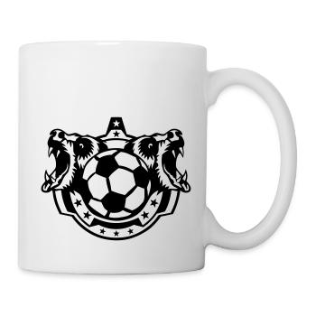 Fußball Bär Logo offenes Maul Zeichnung - Tasse - Weiß - Rechts