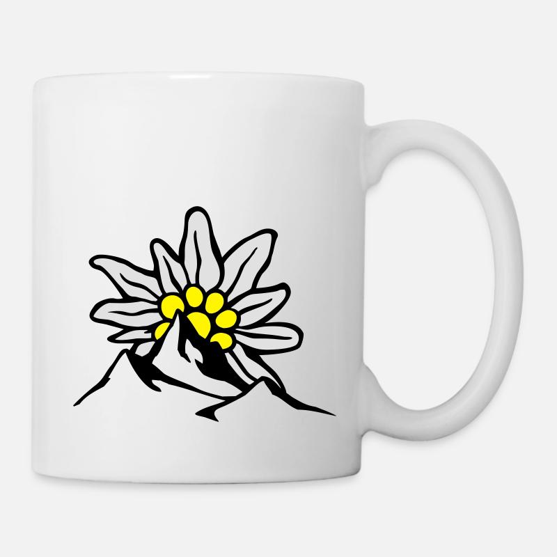bergpanorama_mit_aufgehender_edelweissso - Tasse - Weiß