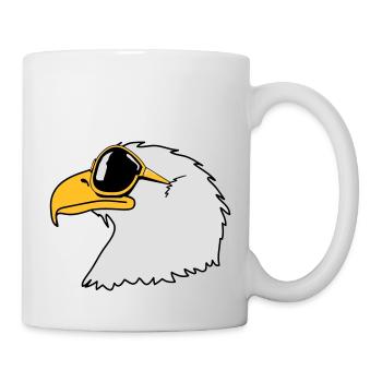 Drôle oiseau cool lunettes de soleil d'aigle - Mug blanc - blanc - Droite