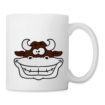 Verrückte Grinsende Kuh - Tasse - Weiß - Rechts