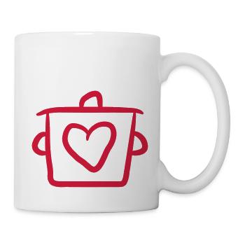 Comic Cartoon Kochtopf Herz Liebe - Tasse - Weiß - Rechts