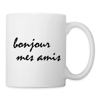 bonjour mes amis Hallo meine Freunde Typografie - Mug - white - Right