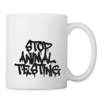 STOPPT TIERVERSUCHE JETZT - Tasse - Weiß - Rechts
