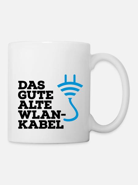 WLAN Kabel Computer Shirt - Tasse - Weiß