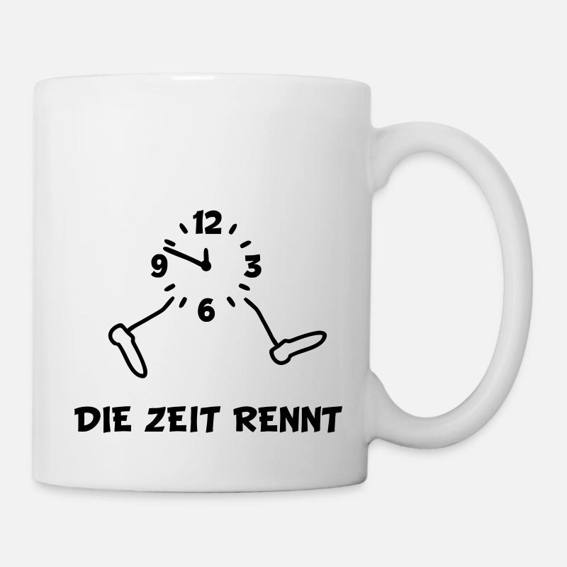 Uhr - Zeit Rennt - Tasse - Weiß