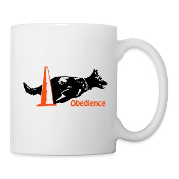 Obedience Kelpie Pylo with writing - Mug - white - Right