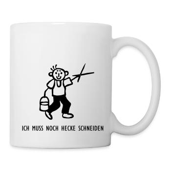 Strichmännchen Hecke schneiden - Tasse - Weiß - Rechts