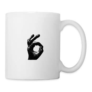 Reingeguckt OK Zeichen Finger Hand lustiges Spiel - Tasse - Weiß - Rechts