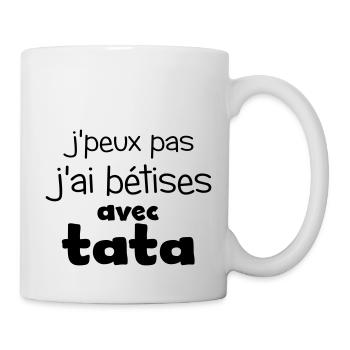 jai betises avec tata sans smile - Mug blanc - blanc - Droite