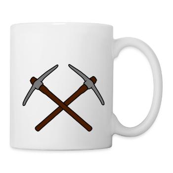 2 kreuz logo pickaxe spitzhacke abbauen bergbau ha - Tasse - Weiß - Rechts