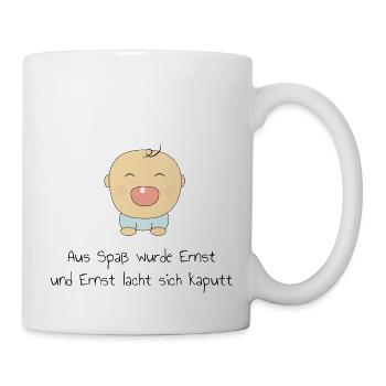 Baby Ernst Lacht Lustig - Tasse - Weiß - Rechts
