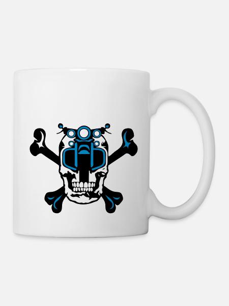 tete de mort moto os crane skull - Mug blanc - blanc