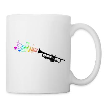 Trumpet with colorful music - Mug - white - Right