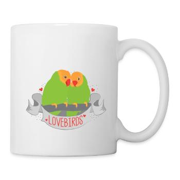 Peachfaced Lovebirds banner - Mug - white - Right