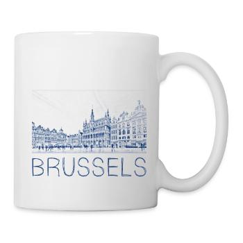 Dessin à la plume Bruxelles - Mug blanc - blanc - Droite