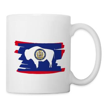 Wyoming USA - Flag - brush horizontal - Tasse - Weiß - Rechts