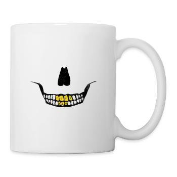 Schädel Goldzähne fuck you Maske Mundschutz - Tasse - Weiß - Rechts