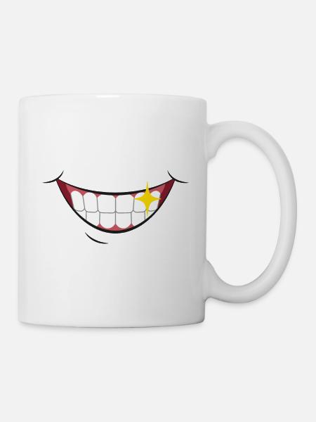 Facial expression grin smile mask gift - Mug - white