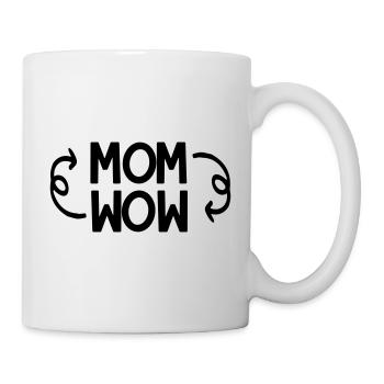 MOM verkehrt herum Zauber WOW! (schwarzer Druck) - Tasse - Weiß - Rechts