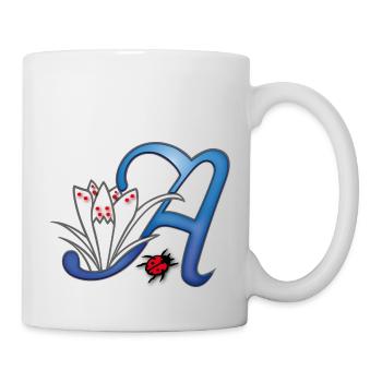 Buchstabe, Blüte, Initiale - Tasse - Weiß - Rechts