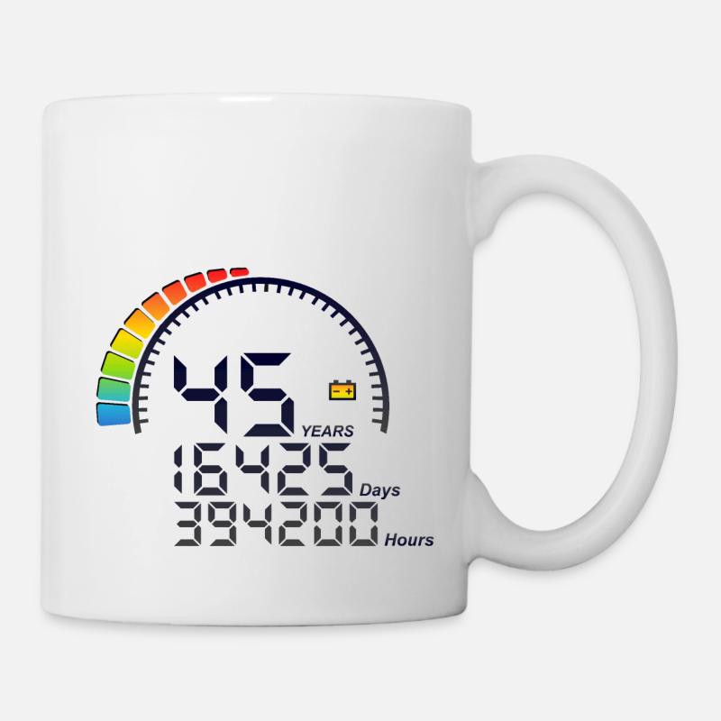 45 ans years compteur anniversaire days hours - Mug blanc - blanc