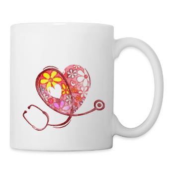 Stéthoscope de soins de santé - Flower Love Heart 2 - Mug blanc - blanc - Droite