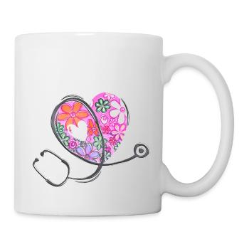 Stéthoscope de soins de santé - Flower Love Heart 3 - Mug blanc - blanc - Droite