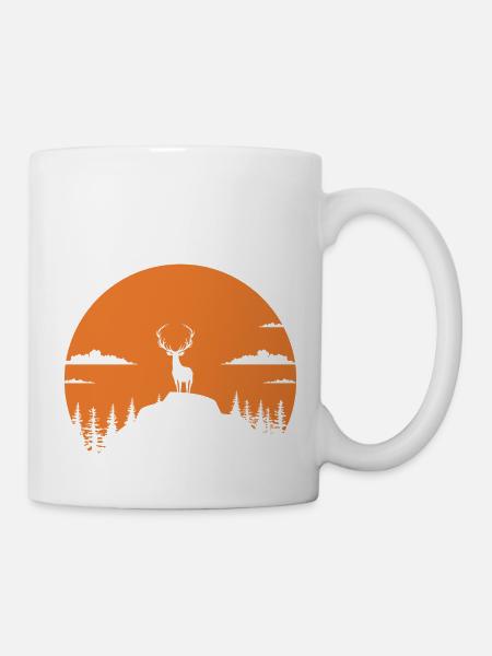 un cerf avec de magnifiques dans la forêt - Mug blanc - blanc