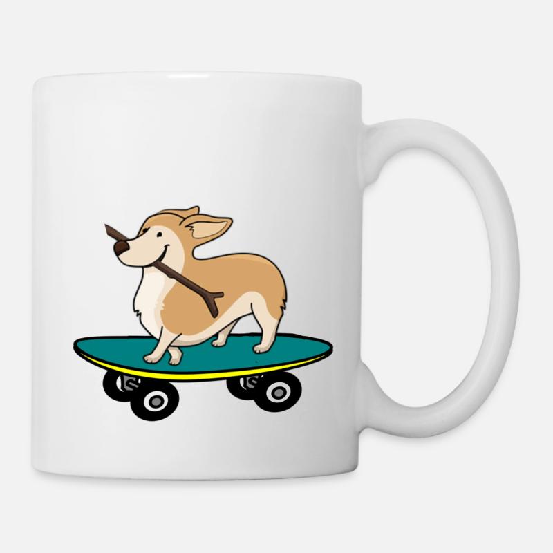 Dog on skateboard - Mug - white